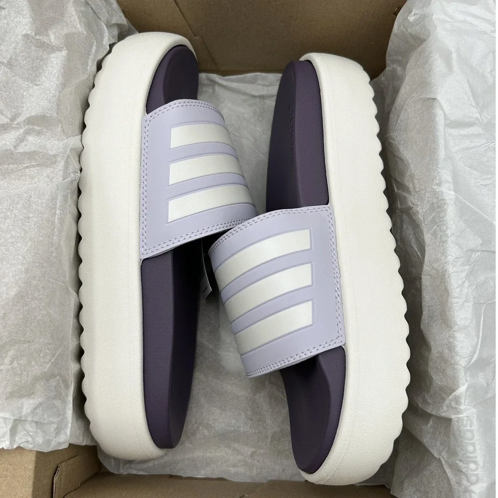 adidas Women's Adilette Platform‎ Slide Sandals Size 8 (Fits like 9) Lavender